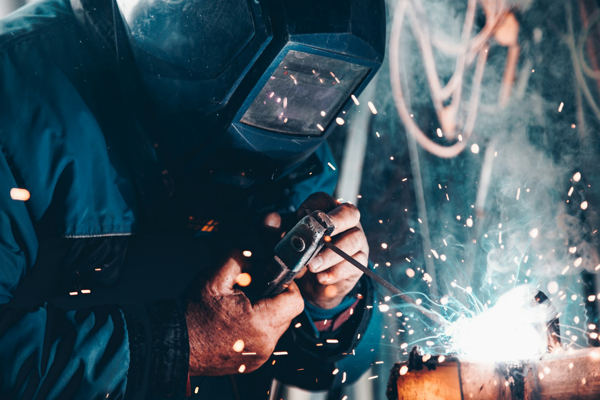 Professional electrician workshop with tools and equipment